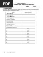 General Chemistry 1 Lesson 4 - Nomenclature of Inorganic Compounds Name - Section - Score - I. Practice Problems