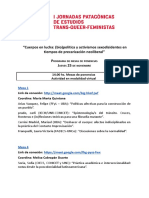 Jornadas Patagónicas Trans Queer Feministas - Programa 25 y 26 Mesas de Ponencias