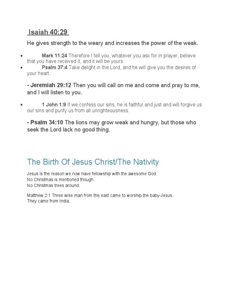 The Coming of Hope A Summary of Key Bible Passages Detailing Jesus