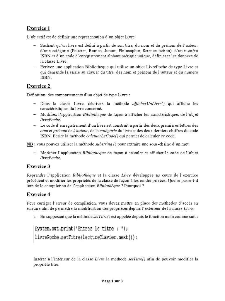 Exercice de POO : Classe Livre en Java | PDF | Numéro international ...