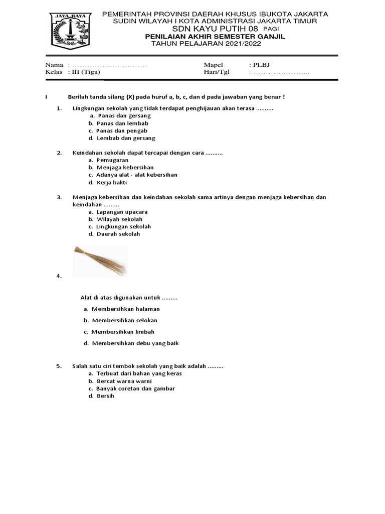 Soal Plbj Kelas 3 Semester 1 Pdf Olahraga Rekreasi Game Aktivitas
