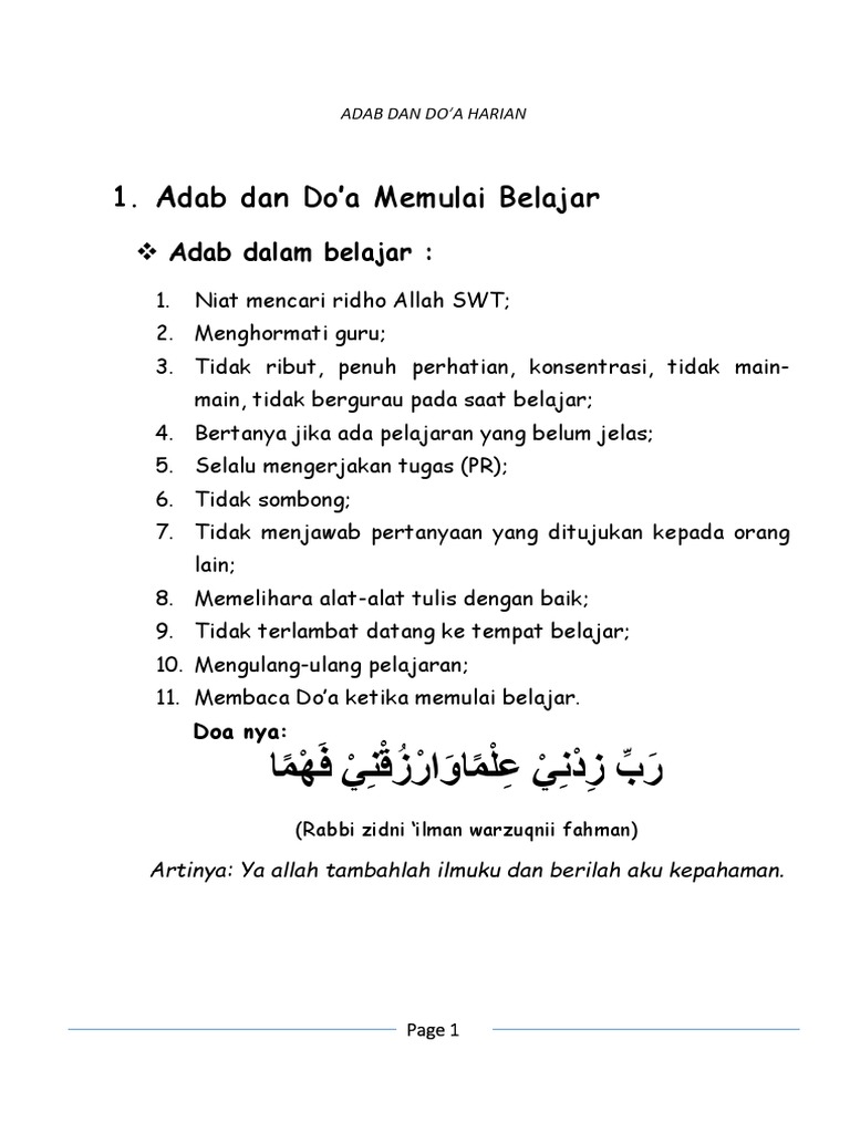 Adab Dan Doa1 | PDF