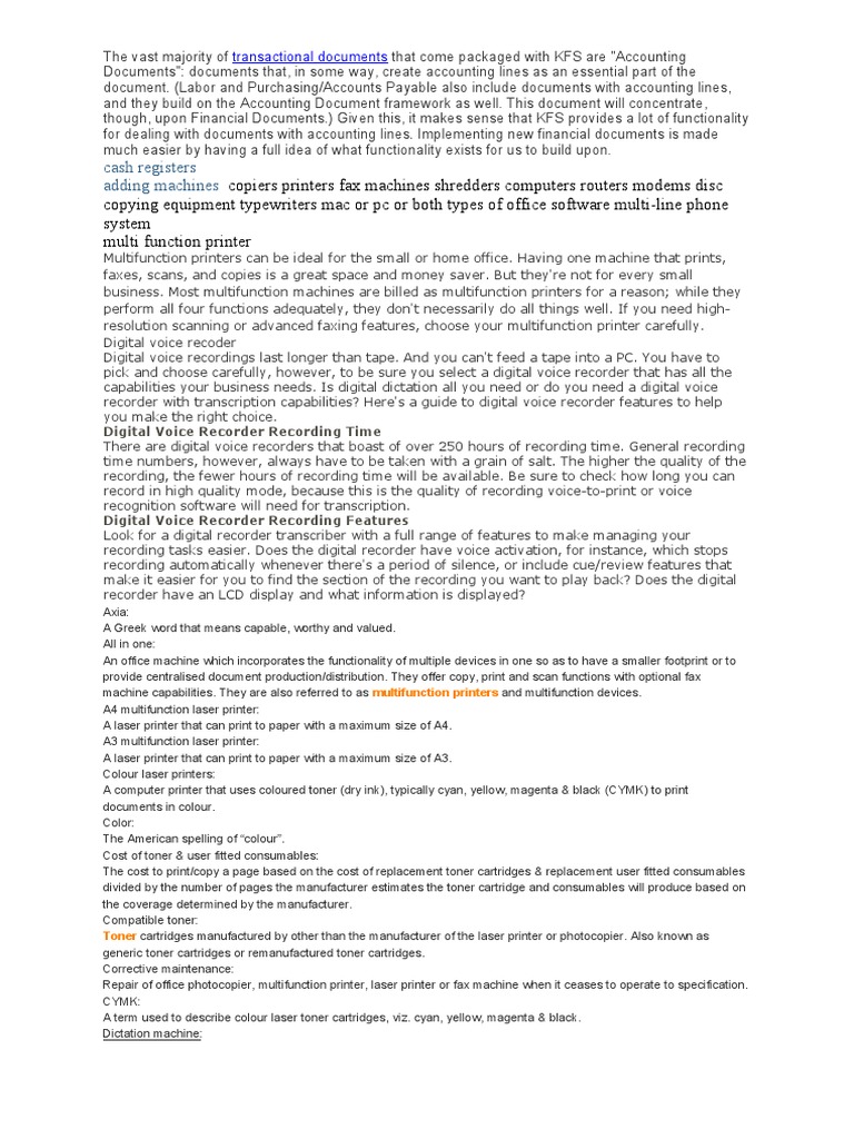 Types of Office Equipment and Uses