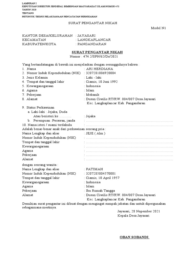 Surat Pengantar Nikah PDF