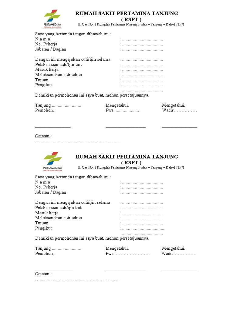 Formulir Pengajuan Cuti Karyawan | PDF | Karier & Perkembangan