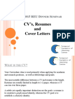 REU Dinner CVs and Cover Letters 012215