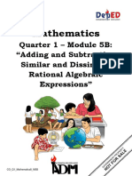 Mathematics: Quarter 1 - Module 5B: "Adding and Subtracting Similar and Dissimilar Rational Algebraic Expressions"