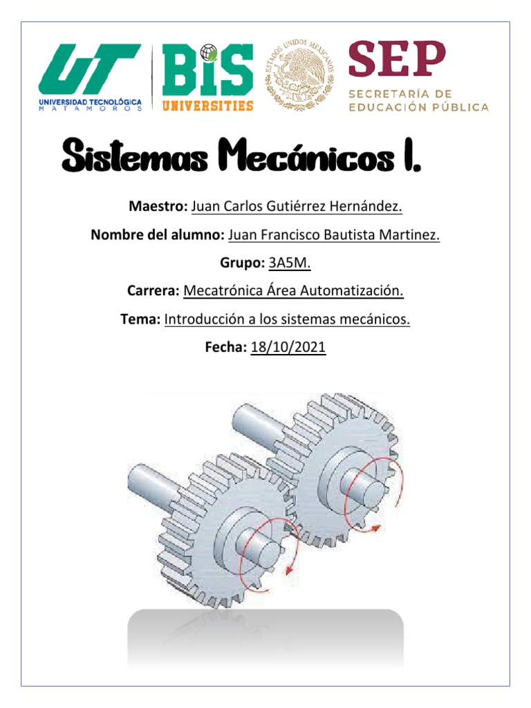 Sistemas Mecánicos L Pdf Ingeniería Mecánica Máquinas