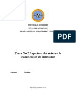 Aspectos Relevantes de de La Planificacion de Una Reunion