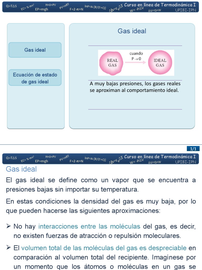 Lectura 1. Gas Ideal. Ecuación de Estado de Gas Ideal | PDF | Gases ...