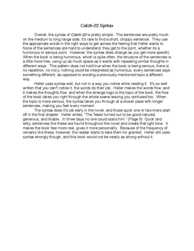 Catch 22 Syntax | PDF | General Fiction
