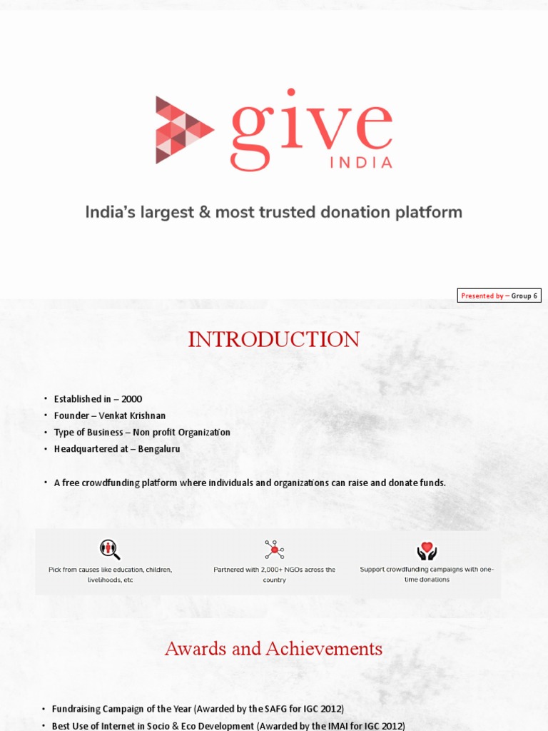 GiveIndia: Empowering Donations in India | PDF | Wellness