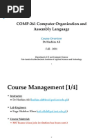 COMP-261 Computer Organization and Assembly Language: Course Overview