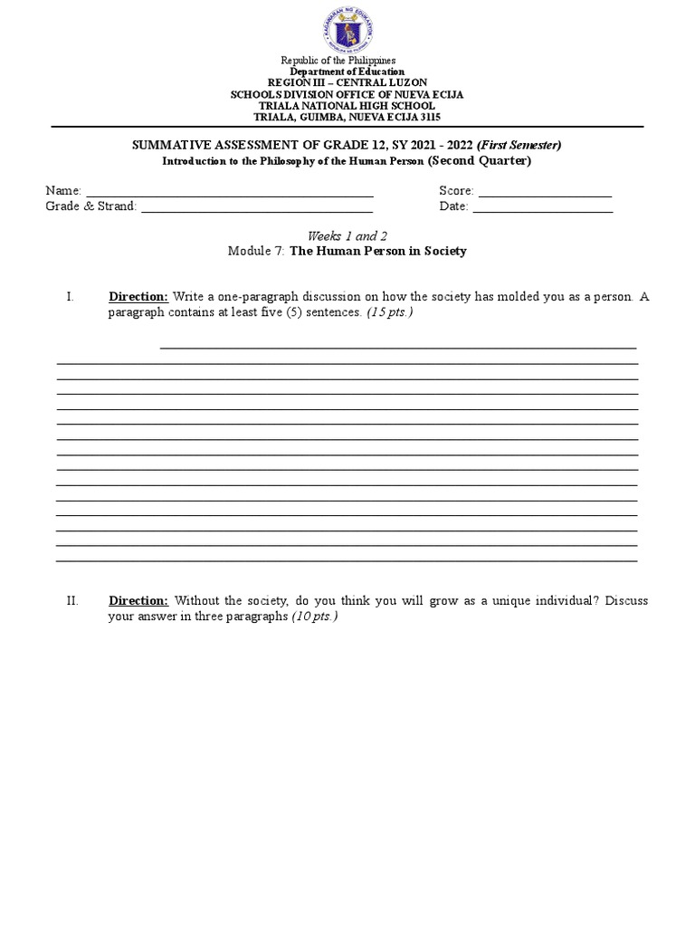 Grade 12 Philosophy Assessment Guide | PDF | Communication | Cognition