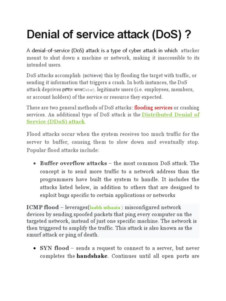 Understanding Cyber Attack Types | PDF | Denial Of Service Attack | Malware