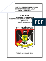 Cover Laporan Realisasi Pelaksanaan Apbdes Semester Satu Desa Touure Dua & Touure Tahun 2021