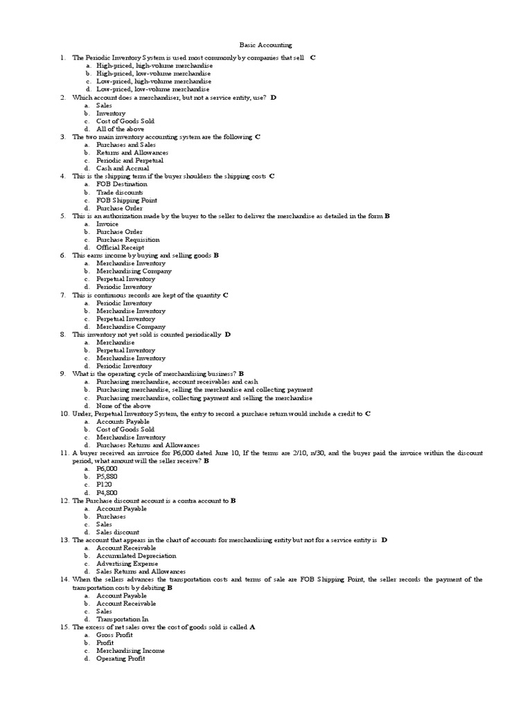 Basic Accounting Concepts and Terms | PDF | Debits And Credits | Inventory