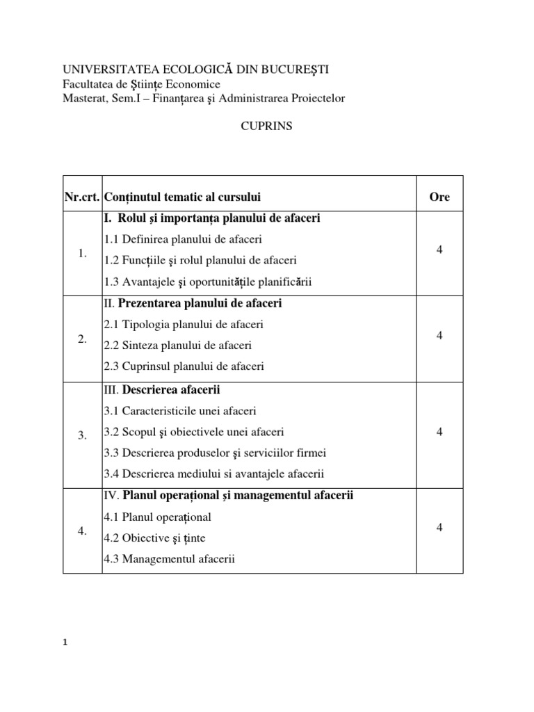 Plan de Afaceri PDF
