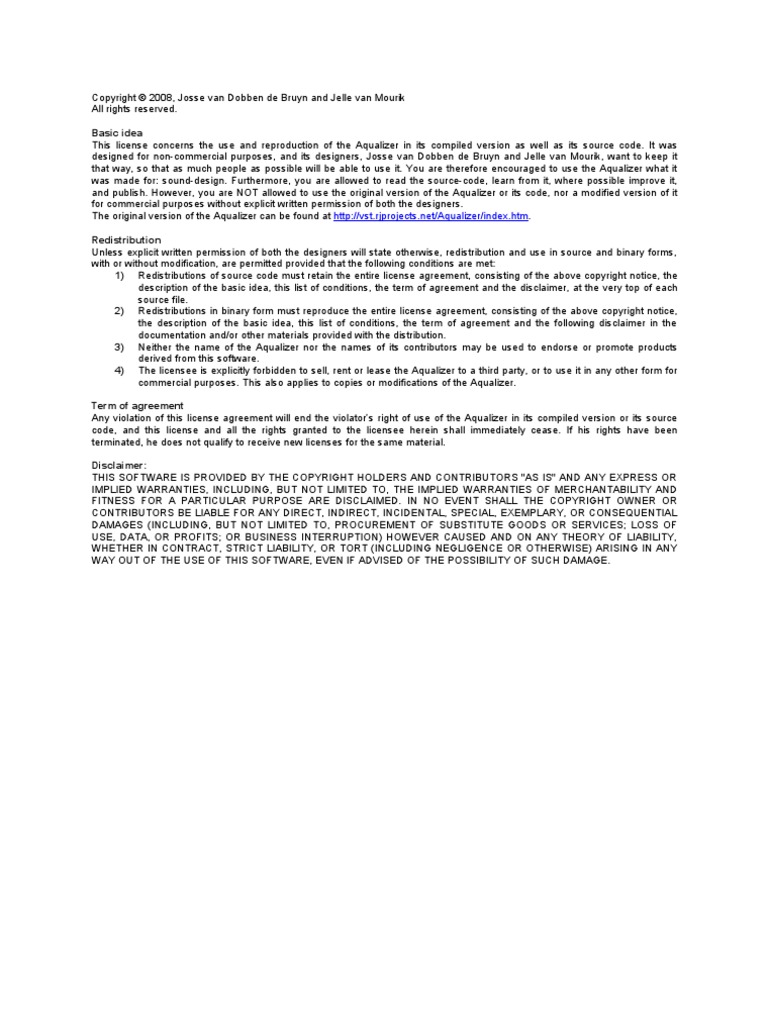 License | PDF | Source Code | Implied Warranty