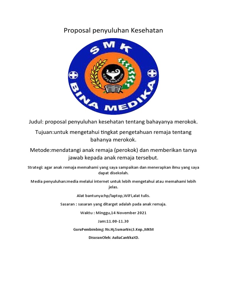 kerangka proposal kesehatan yang sistematis dan jelas