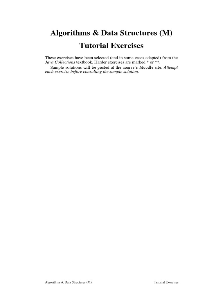 Algorithms & Data Structures (M) Tutorial Exercises | PDF | Time ...
