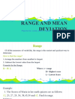 Range and Mean Deviation: Prepared By: Lovely Joyce J. Tagasa