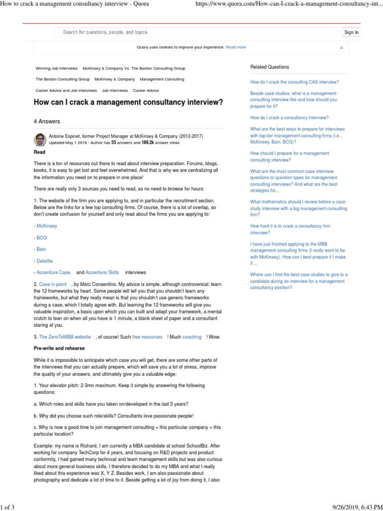How To Crack A Management Consultancy Interview Quora PDF