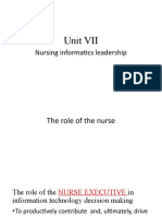 Unit VII: Nursing Informatics Leadership