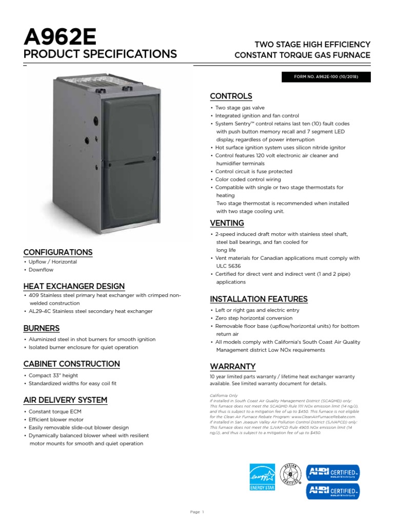 Air Ease A962E | PDF | Thermostat | Furnace