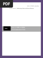 Download Role of MIS in Bsnl Telecommunications a Project Report by Abhimanyu Rana SN54431634 doc pdf