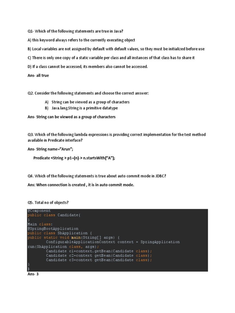 Ans-All True: Public Class Class Public Class Public Static Void Class ...