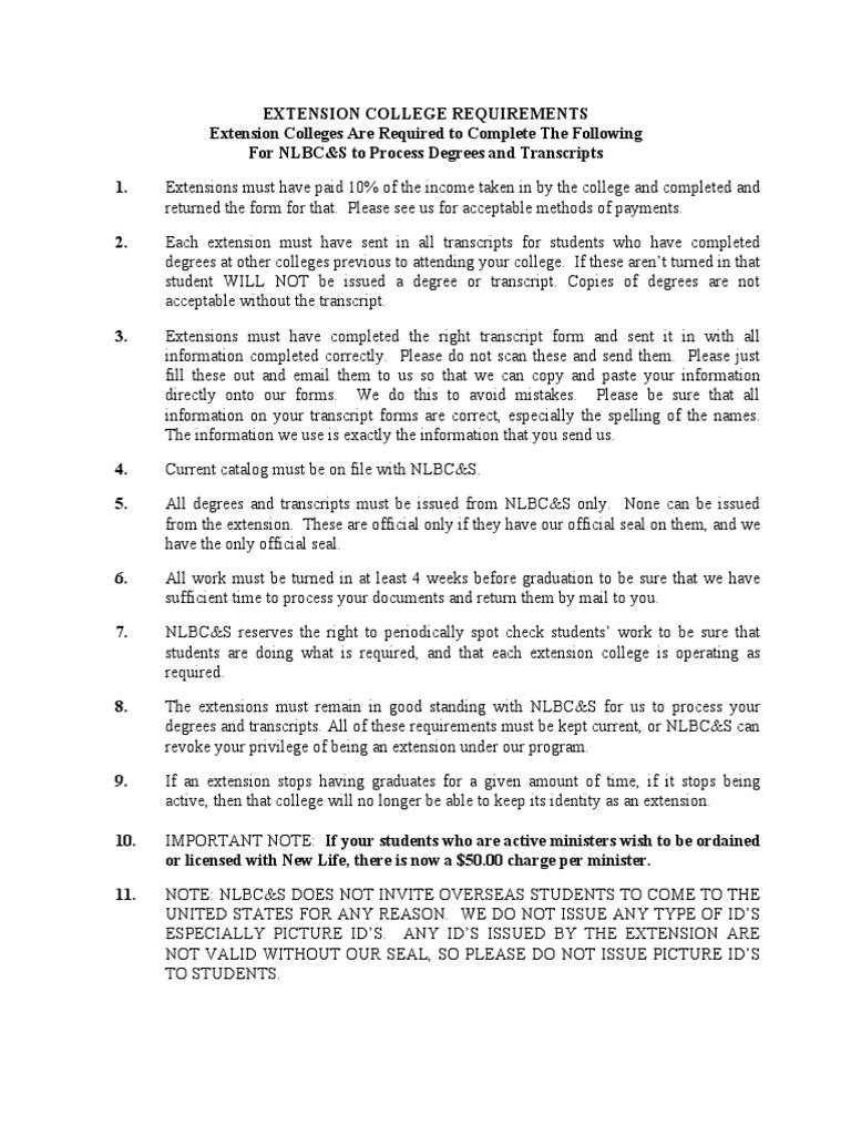 Extension College Degree Processing Requirements | PDF