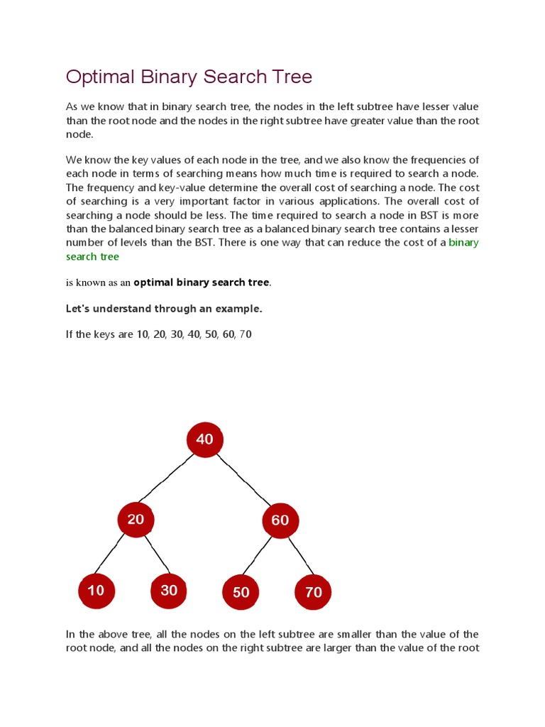Optimal Binary Search Tree | PDF | Algorithms And Data Structures ...