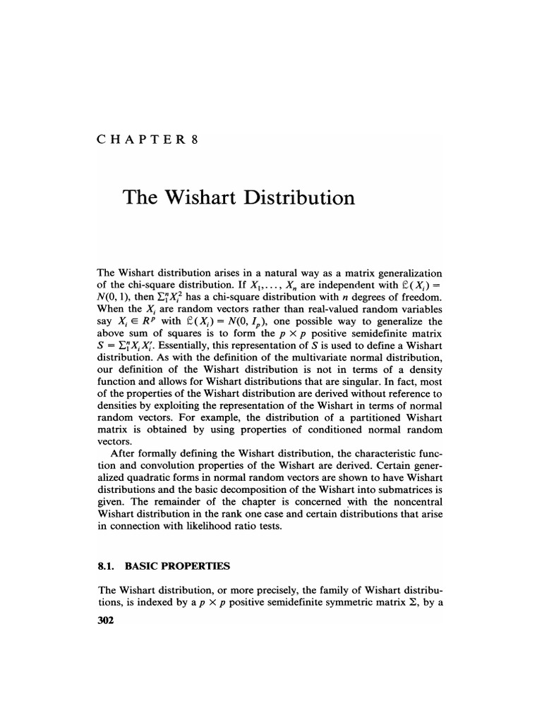 The Wishart Distribution 8.1. Basic Properties PDF Probability