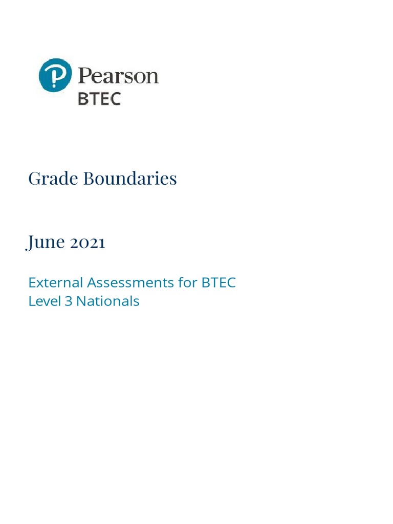 Grade Boundaries June 2021 External Assessments For BTEC Level 3