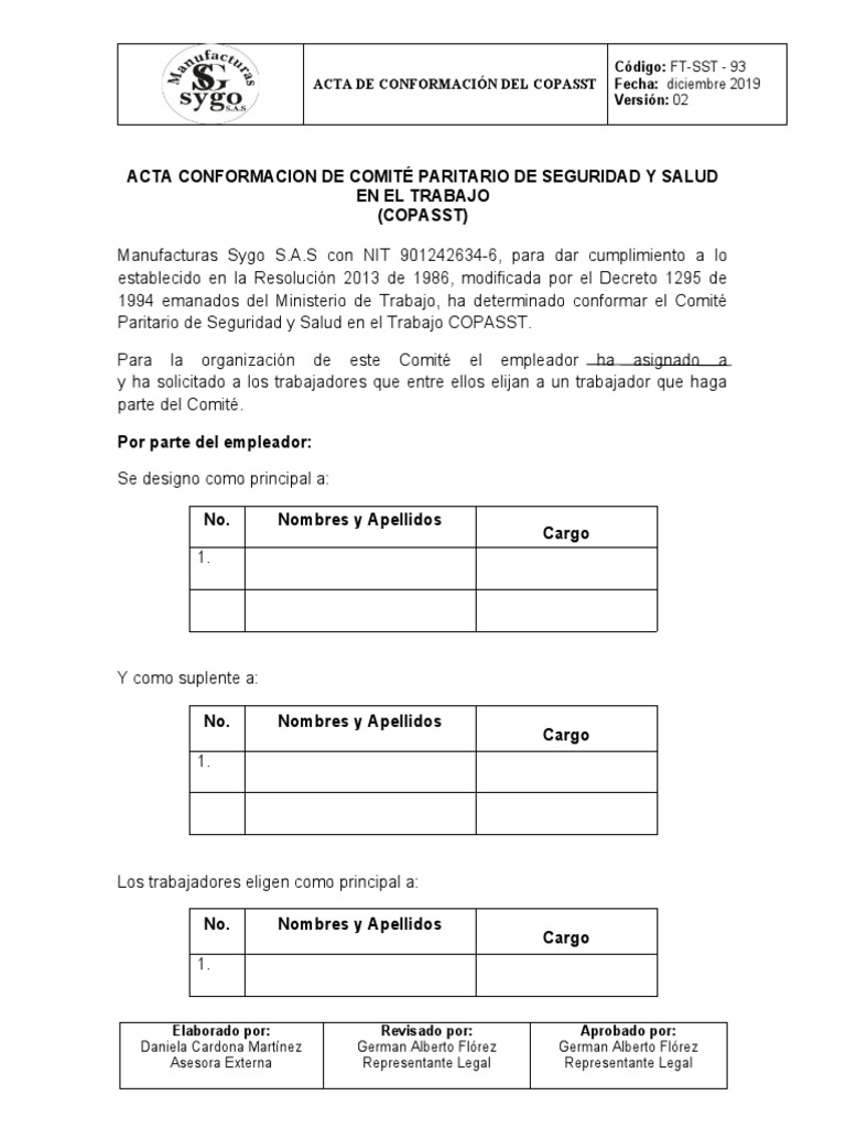 Acta de Conformación Del COPASST | PDF