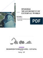 BTQS3044 Measurement of External Works: Excavation To Reduced Level - Cut & Fill