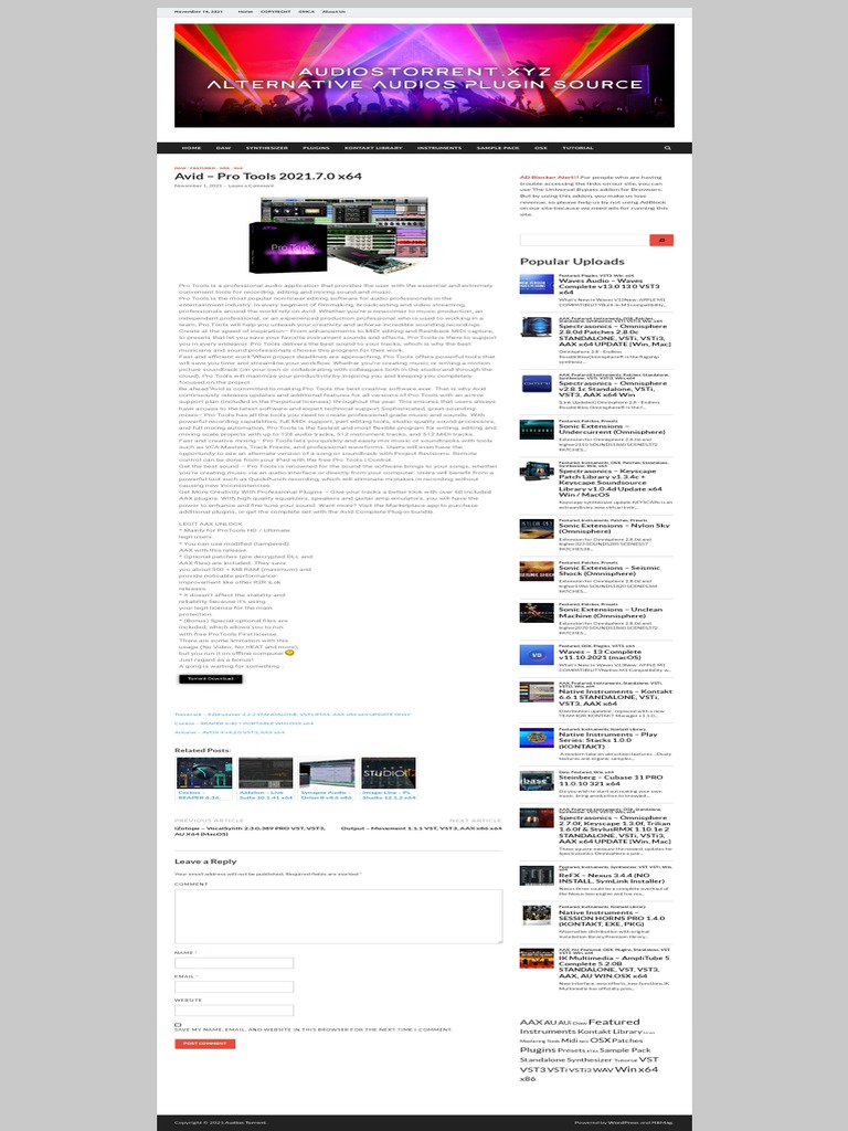 Avid - Pro Tools 2021.7.0 x64 - Audios Torrent | PDF | Computing | Software