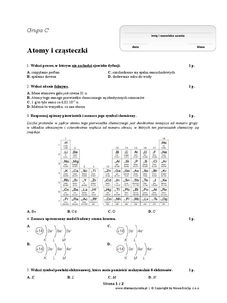 Rozpoznaj Opisany Pierwiastek I Zaznacz Jego Symbol Chemiczny