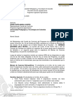 Tunja, 19 de Octubre de 2020: Ad Referéndum Del Comité de Currículo Del Programa de Ingeniería Agronómica