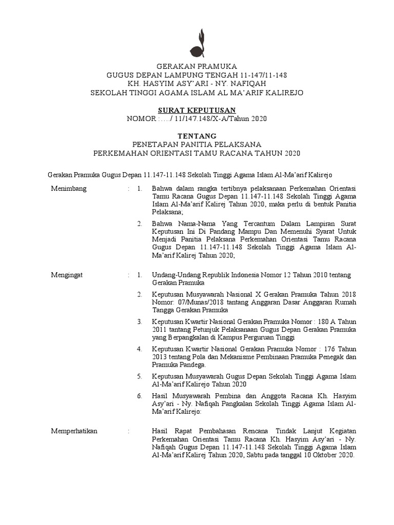Contoh Sk Panitia Perkemahan Pdf