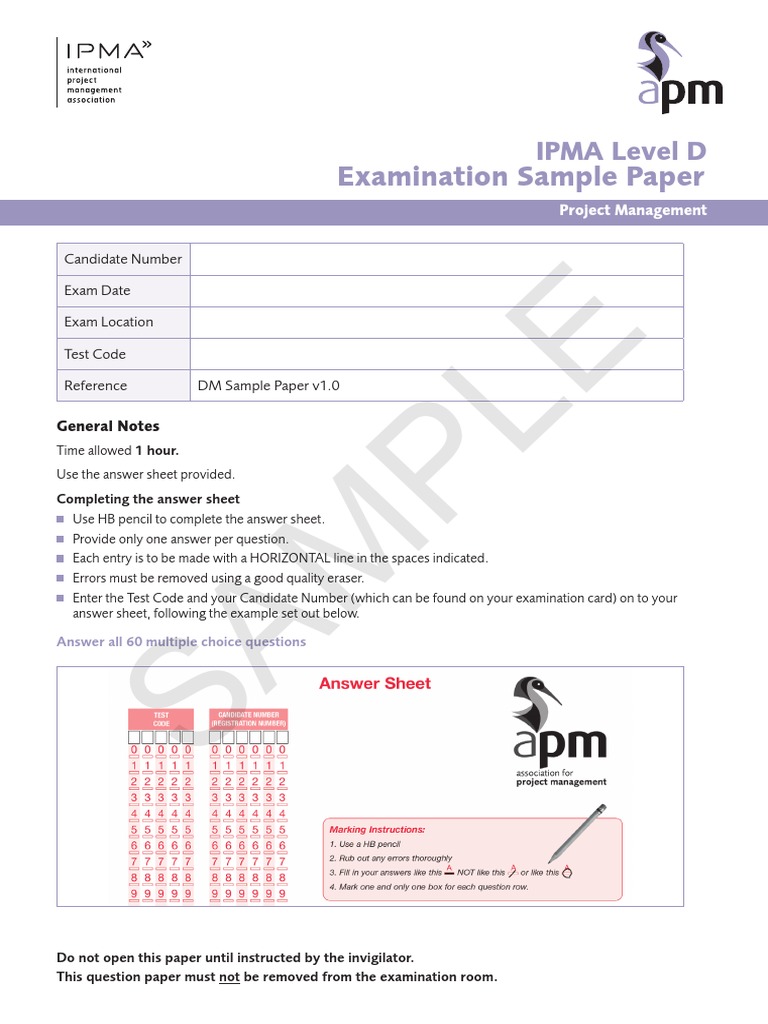 Ipma Level D Mcq Sample Paper Pdf Performance Indicator Risk