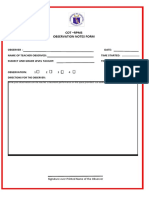 Cot - Rpms Observation Notes Form: Directions For The Observer