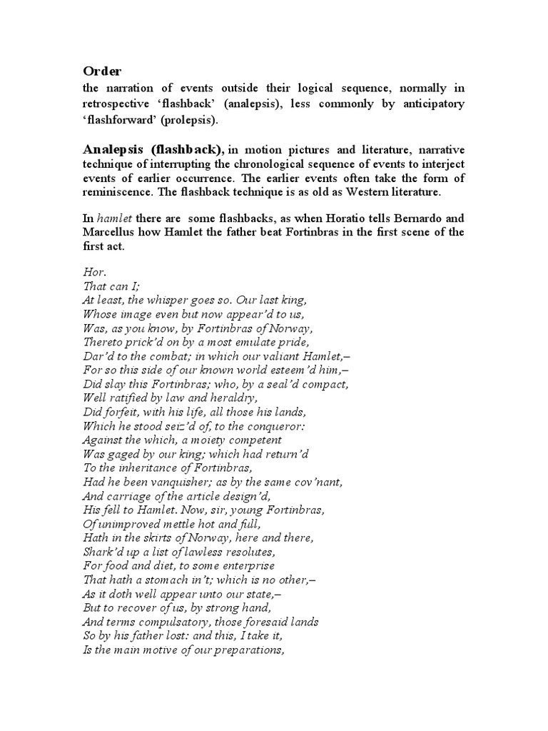 Prolepsis And Analepsis In Hamlet