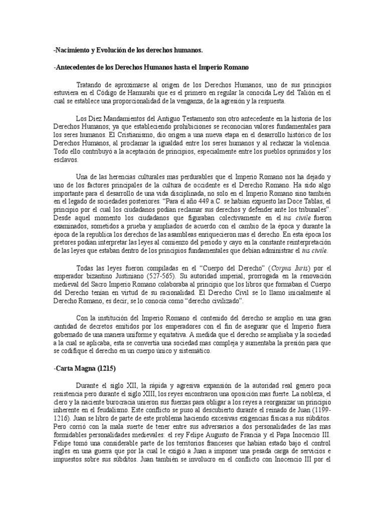 Orígenes y Evolución de los Derechos Humanos | PDF | Naciones Unidas ...
