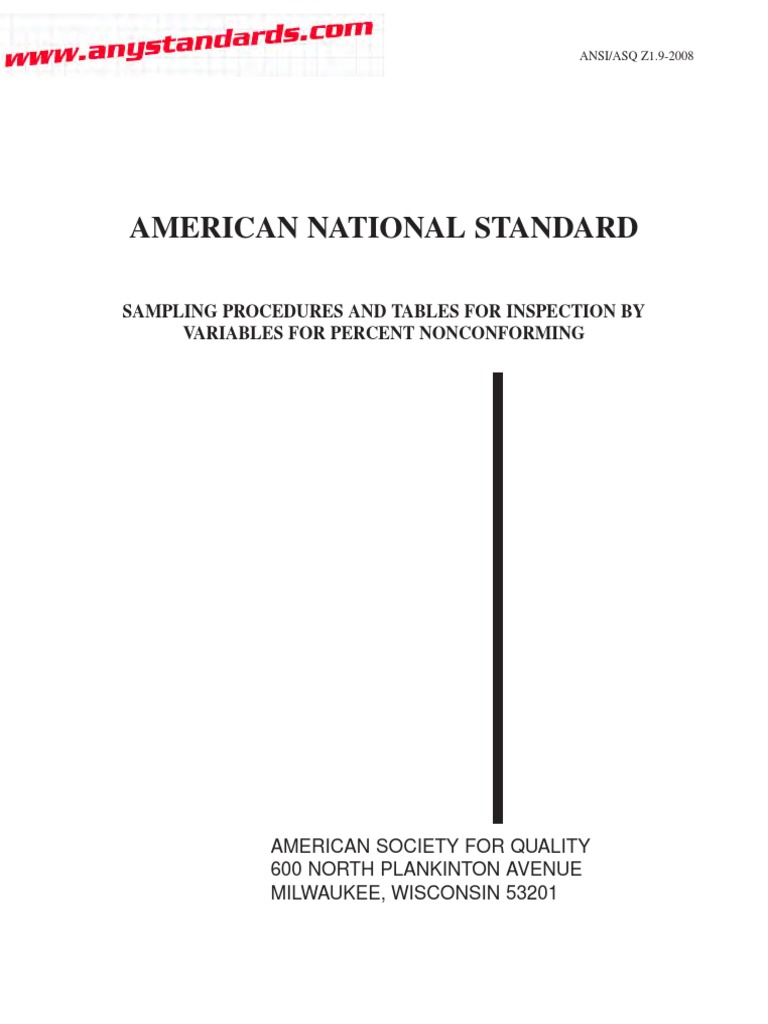 Tablas Ansi PDF Standard Deviation Sample Size Determination