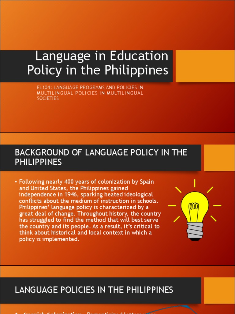 Language in Education Policy in The Philippines | PDF | Spanish Empire ...