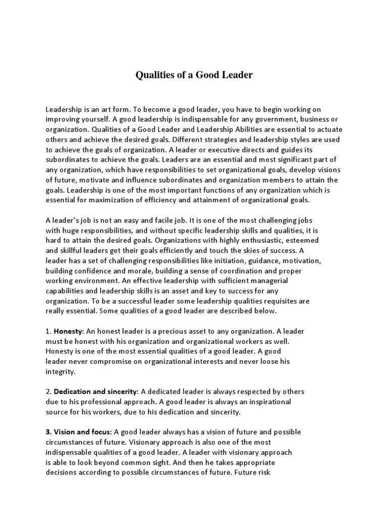 Essential Qualities of Effective Leaders | PDF | Leadership | Motivation