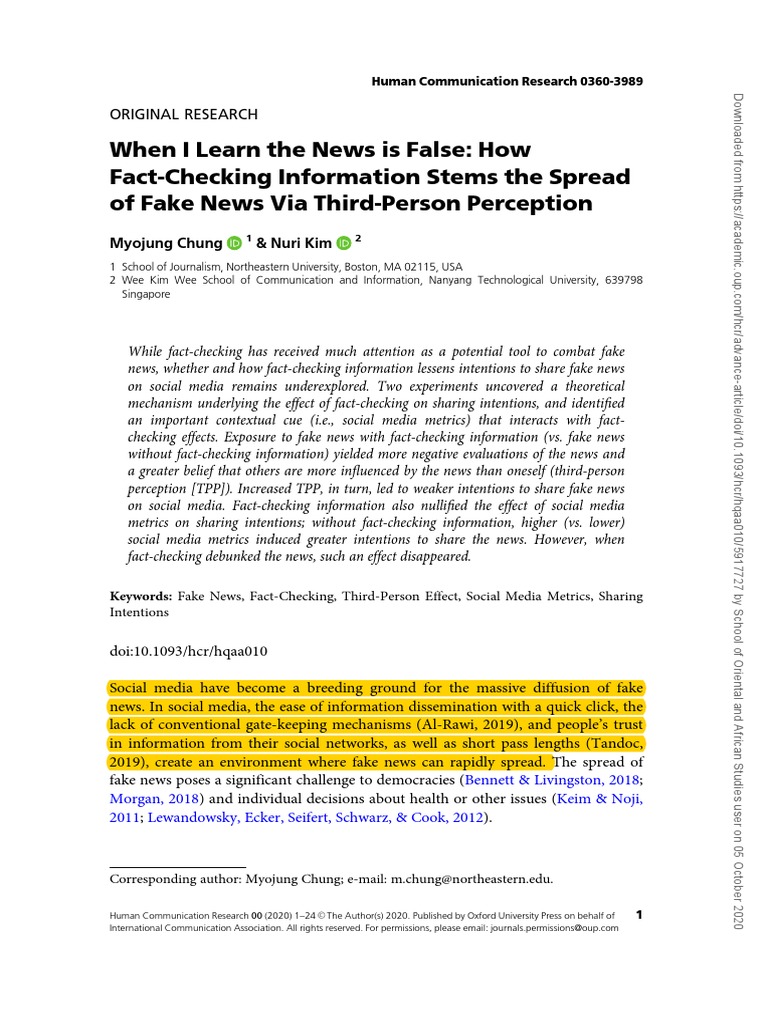Impact of Fact-Checking on Fake News Sharing | PDF | Social Media ...