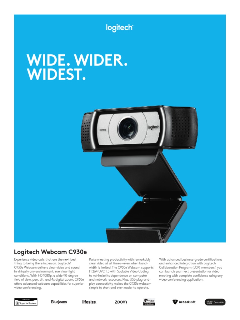 Logitech, C930e Webcam, 1080p Full HD, 4x Zoom, Personal Work Space